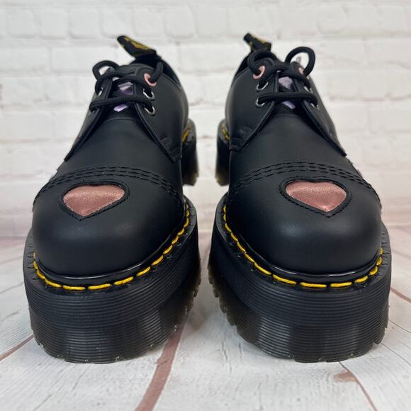 Dr. Martens 1461 Lace Up Quad Heart Leather Platform Shoes Women’s Size 7 - Picture 5 of 10